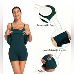 OVRUNS Tennis Dress Built-in Bra & Shorts Exercise Workout Golf Athletic Pockets